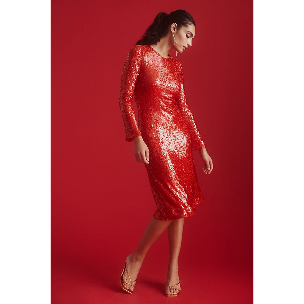 Beatrice B. Crewneck Sequin Midi Dress - 6